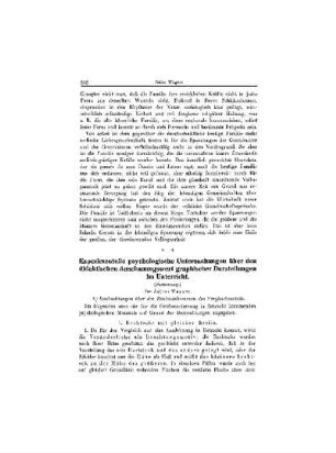 Experimentelle psychologische Untersuchungen über den didaktischen Anschauungswert graphischer Darstellungen im Unterricht : (Fortsetzung)