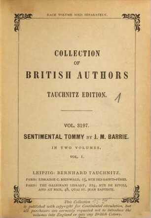 Sentimental Tommy : the story of his boyhood, 1