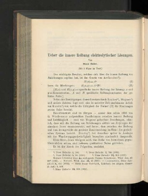 Ueber die innere Reibung elektrolytischer l´Lösungen.