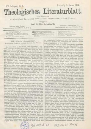 1- Phil. Schaft's ʺPropädeutikʺ
