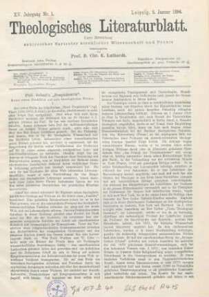 1- Phil. Schaft's ʺPropädeutikʺ