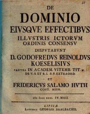 De dominio eiusque effectibus, disp.