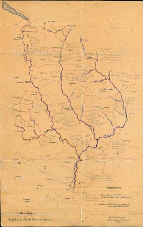 Übersichtsplan über die Flußläufe der Schlücht, Schwarza und Mettma; angefertigt von der Wasser- und Straßenbauinspektion Bonndorf
