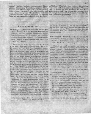 Philologische Clavis über Gedicke's griechisches Lesebuch. Nach der Folge der Lesestücke eingerichtet, mit den nöthigsten Anmerkungen versehen und mit Hinweisung auf die Hallische und Trendelenburgische Sprachlehren abgefasst. Für Lehrer und Lernende. Leipzig, im Schwickertschen Verl. 1803. X u. 226 S. 8.
