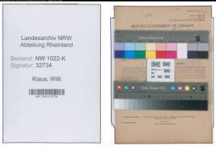 Entnazifizierung Willi Klaus , geb. 13.03.1903 (Lehrer)