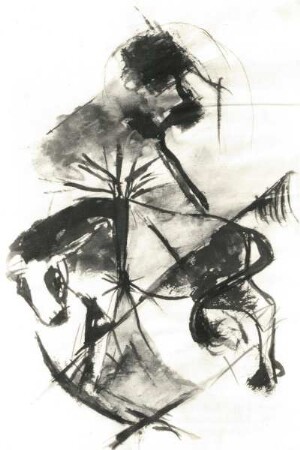 Marc, Franz. Kuh. Studie. Pinselzeichnung. 1913