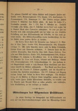 25-28, Mitteilungen des Allgemeinen Präsidiums