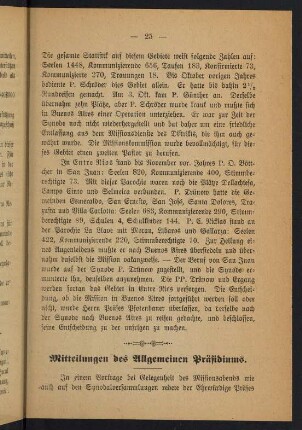 25-28, Mitteilungen des Allgemeinen Präsidiums