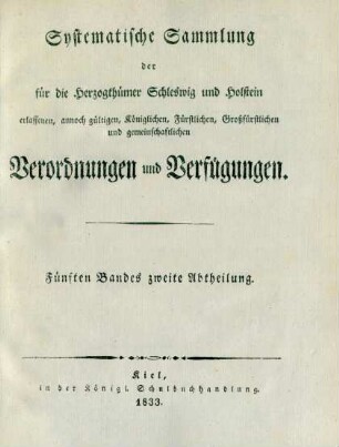 Fünften Bandes zweite Abtheilung