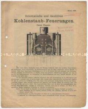 Über die wirtschaftlichen Vorteile, die Methoden und Versuche von Kohlenstaub-Feuerungen