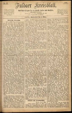 Erste Ausgabe vom Samstag, den 04. März 1882.