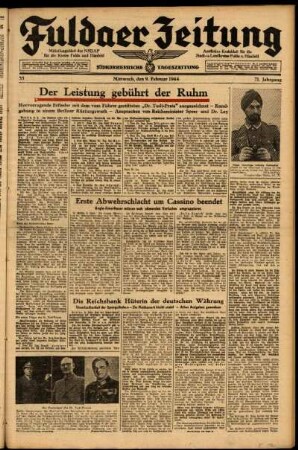 Ausgabe vom Mittwoch, den 09. Februar 1944.