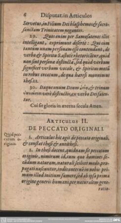 Articulus II. De Peccato Originali
