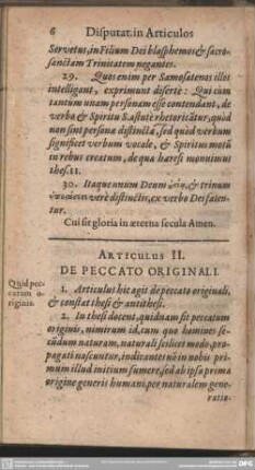 Articulus II. De Peccato Originali