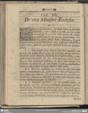 Cap. XIII. De vita Ministri Ecclesiae