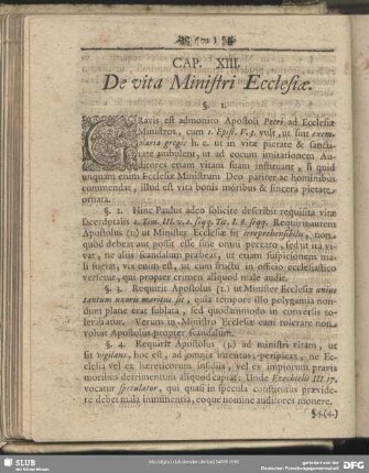 Cap. XIII. De vita Ministri Ecclesiae