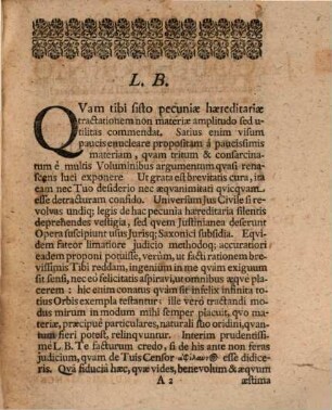 Disp. inaug. de pecunia hereditaria, vom Erb-Gelde
