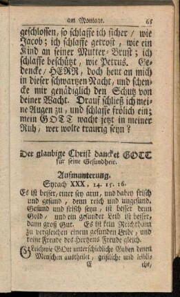 Der glaubige Christ dancket Gott für seine Gesundheit.