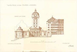 Hocheder, Karl; München; Müller´sches Volksbad - 1. Variante - Südseite (Ansicht)