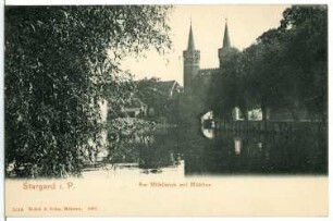 Stargard. Am Mühlteich mit Mühltor