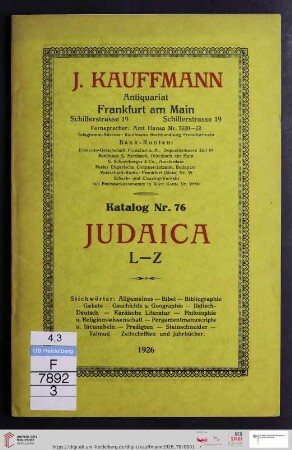 L - Z: Judaica: L - Z