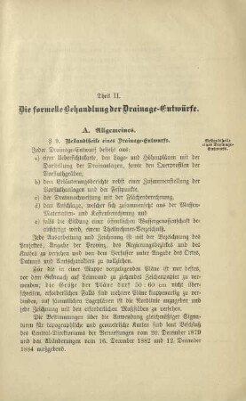 Teil II. Die formelle Behandlung der Drainage-Entwürfe