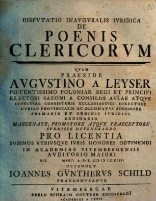 Disputatio inauguralis iuridica de poenis clericorum