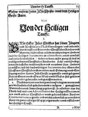 VIII. Von der Heiligen Tauffe