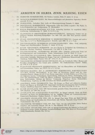 Arbeiten in Silber, Zinn, Messing, Eisen (Nr. 246-285)