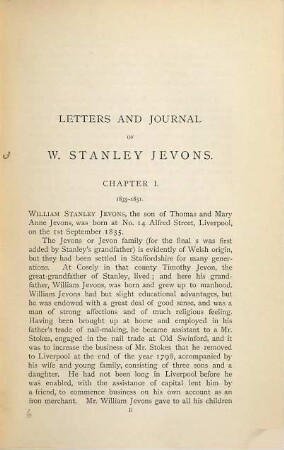 Letters and Journal of W. Stanley Jevons
