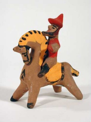 Figur, bärtiger Reiter mit rotem Hut