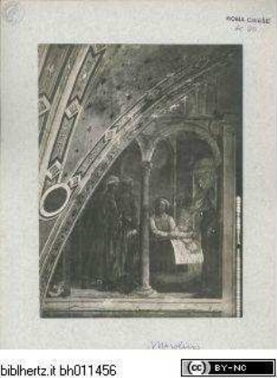 Szenen aus dem Leben des heiligen Ambrosius, Bienen schwärmen um den Kopf des heiligen Ambrosius in der Wiege