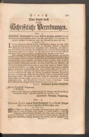 Nun folgen noch einige Schrifftliche Verordnungen.