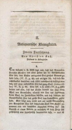 II. Antiquarische Kleinigkeiten. Zweite Fortsetzung. Von Christian Kuß, Diakonus in Kellinghusen.