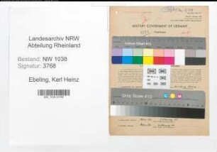 Entnazifizierung Karl Heinz Ebeling , geb. 22.02.1915 (Bahnbeamter)