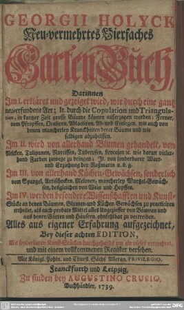Georgii Holyck Neu-vermehrtes Vierfaches GartenBuch