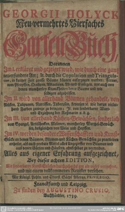Georgii Holyck Neu-vermehrtes Vierfaches GartenBuch