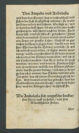 Wie Andolosia sich ungefehr bucket/ sein Baret auff zu heben/ und sein Wünschhütlin findet.