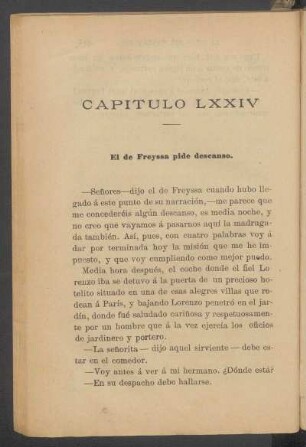 Capítulo LXXIV - El de Freyssa pide descanso.