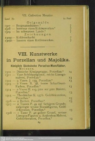 VIII. Kunstwerke in Porzellan und Majolika