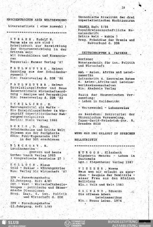 Knochentrocken aber weltbewegend : Literaturliste