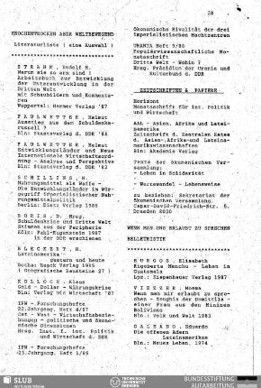 Knochentrocken aber weltbewegend : Literaturliste