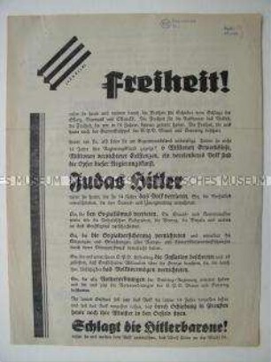 Wahlflugblatt der NSDAP zur Reichstagswahl am 31. Juli 1932 mit scharfen Angriffen auf die Weimarer Republik