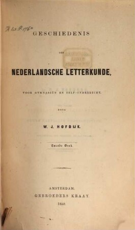 Geschiedenis der Nederlandsche letterkunde