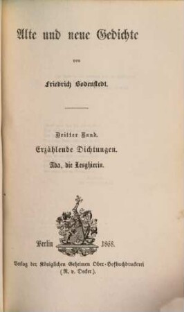 Alte und neue Gedichte, 3. Erzählende Dichtungen, Ada, die Lesghierin