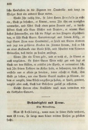 Beständigkeit und Treue. Eine Betrachtung