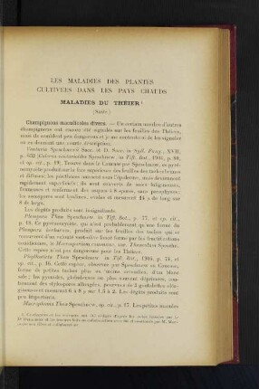 Les Maladies Des Plantes Cultivées Dans Les Pays Chauds.