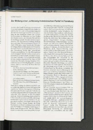 Zur Bildung einer, schleswig-holsteinischen Partei' in Flensburg