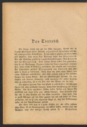 Das Tierreich.