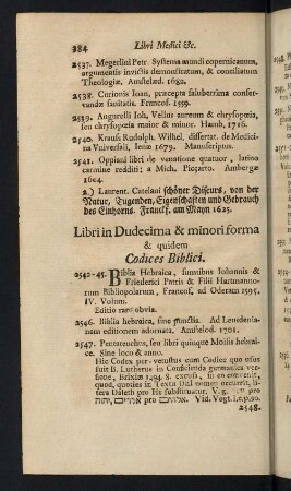 384, Libri in Duodecima & minori forma